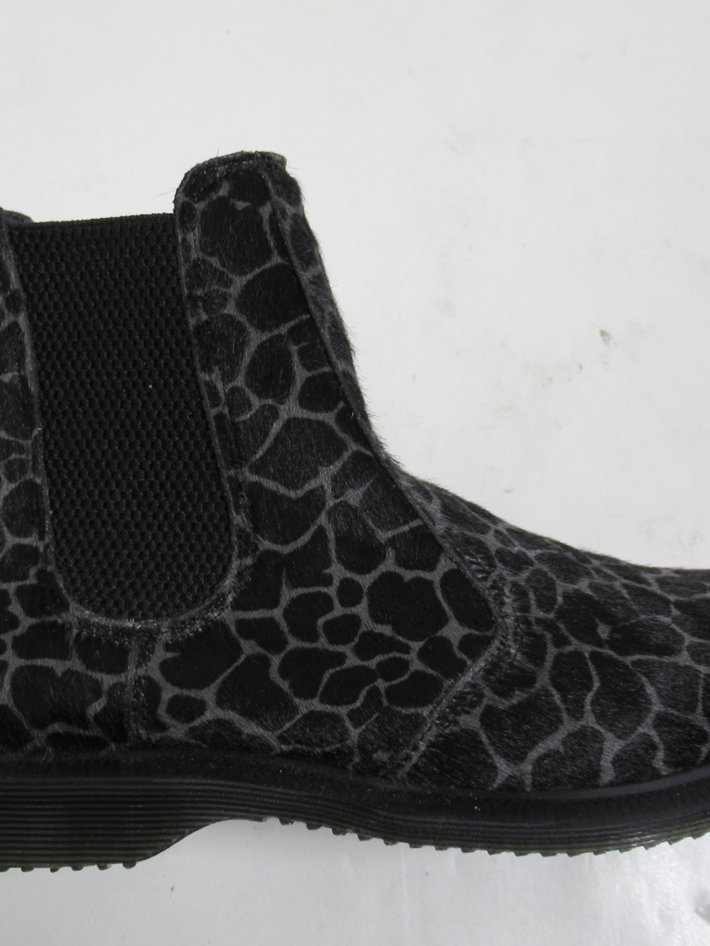 Dr. Martens Women's Flora Animal Print Chelsea Boots Black Grey Hair on 6 US L